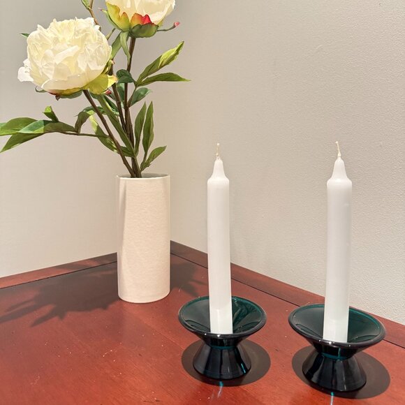 Vintage Iittala Kaj Franck 'Kario' Turquoise Candle Holders, Made in Finland - Picture 4 of 5